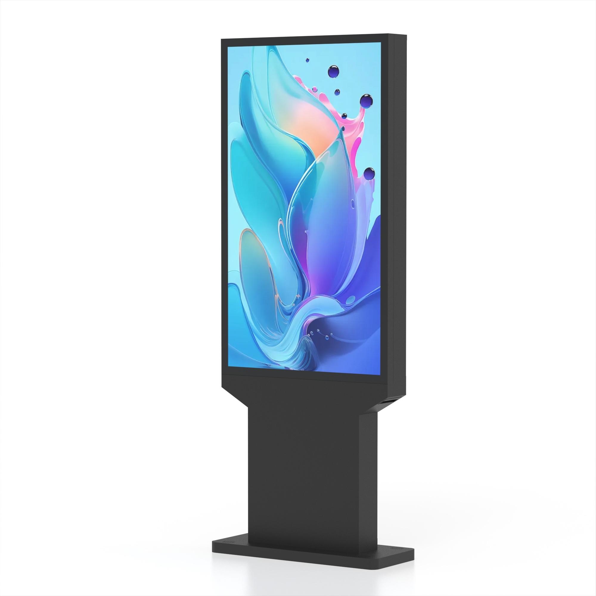 49" Digitale Outdoor Infostele, Signage / Full-HD / Schwarz / Touch Display / Ekiosk / Android